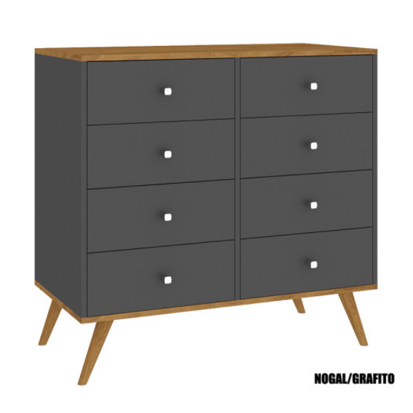 Comoda 8 Cajones Retro – RC08 Nogal Grafito